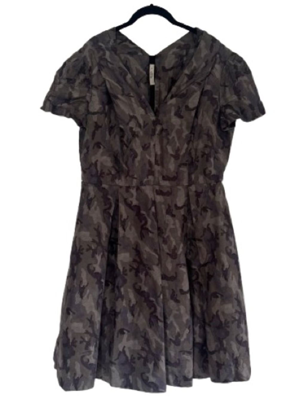 Vintage Prada Camo Printed Silk Dress Pleated Lagenlook 2000s Grey Green